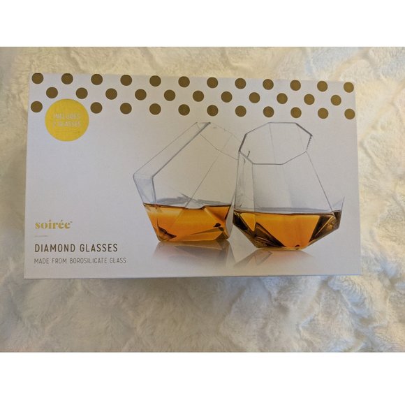 Geometric Borosilicate glasses, diamond shape set of 2 - Picture 3 of 5